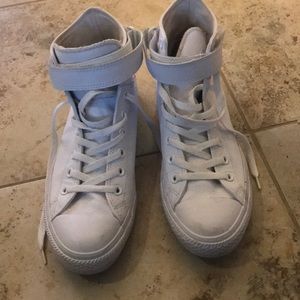 White Leather High Top Converse All Stars